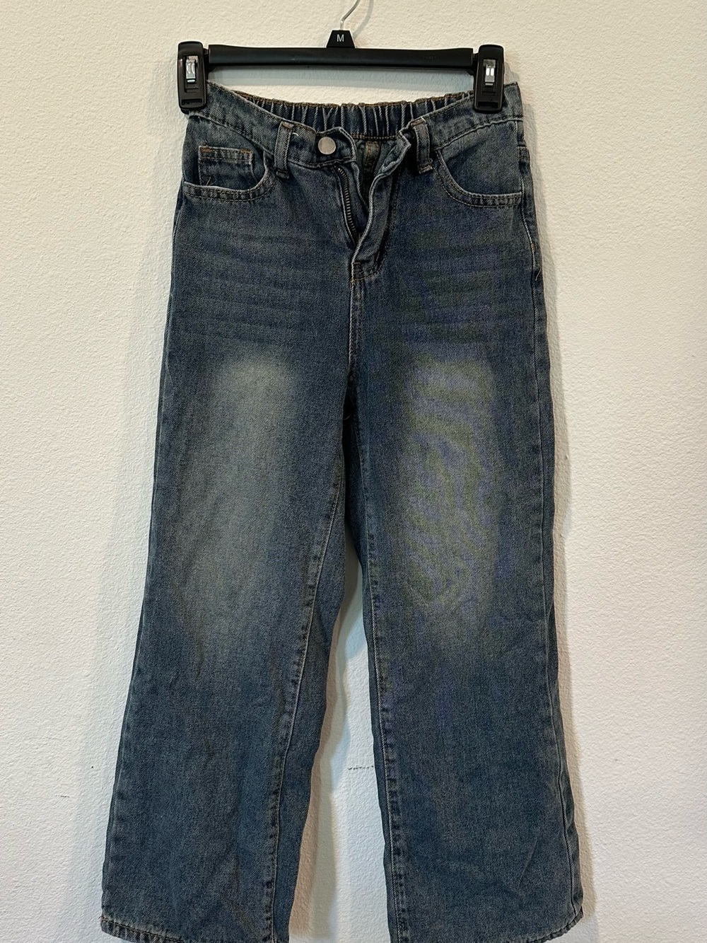 SHEIN Dark Blue Denim Jeans with Contrast Gold Stitching